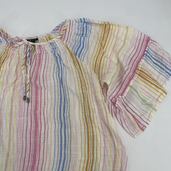 A.N.A Women’s Size XL Colorful Stripes Top Peasant Flare Sleeve Bohemian - Picture 2 of 7
